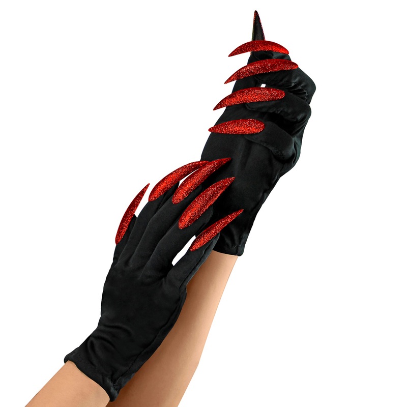 Witch gloves with red fingernails