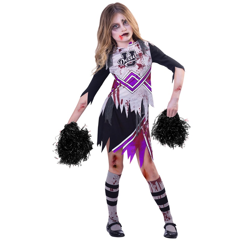Zombie cheerleader costume for girls purple