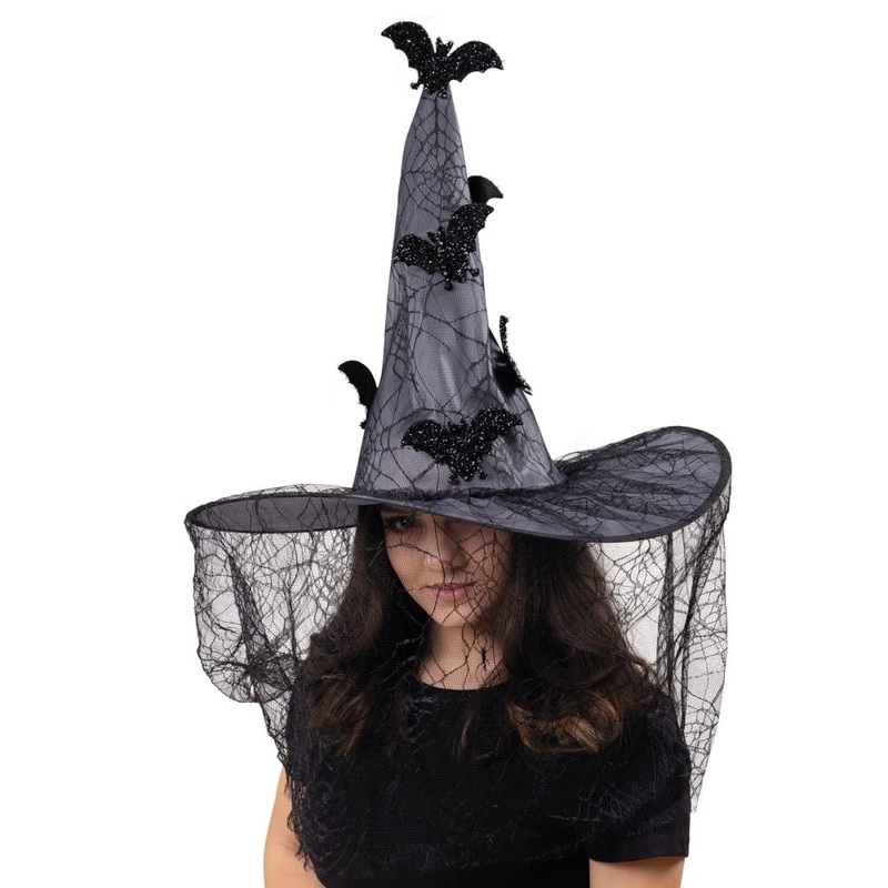 bat witch hat with veil