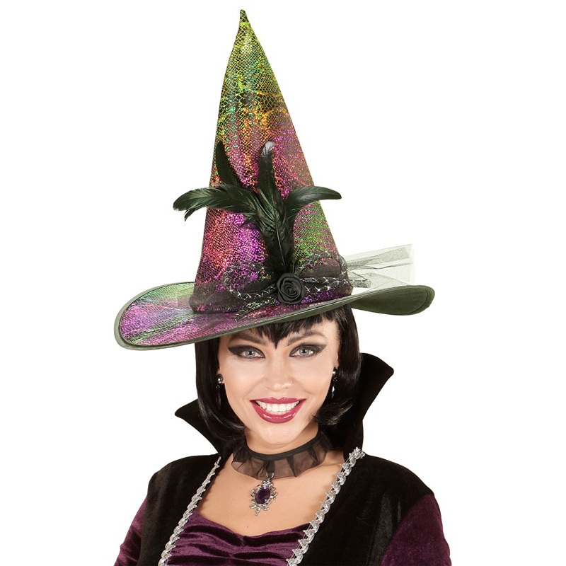 Colorful neon witch hat