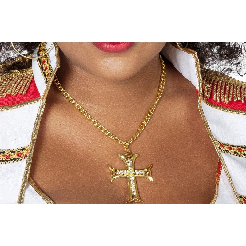Cross chain glitter gold