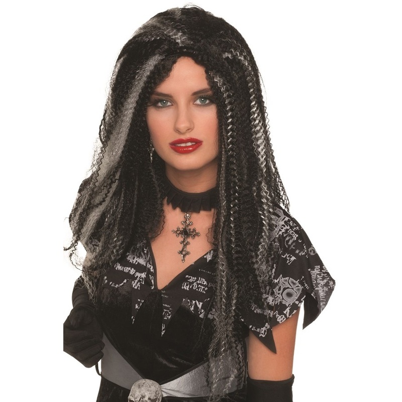 Gothic wavy long hair wig black and white