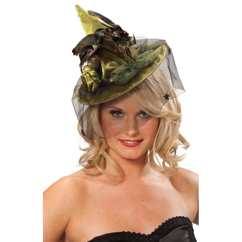 Green witch hat with headdress
