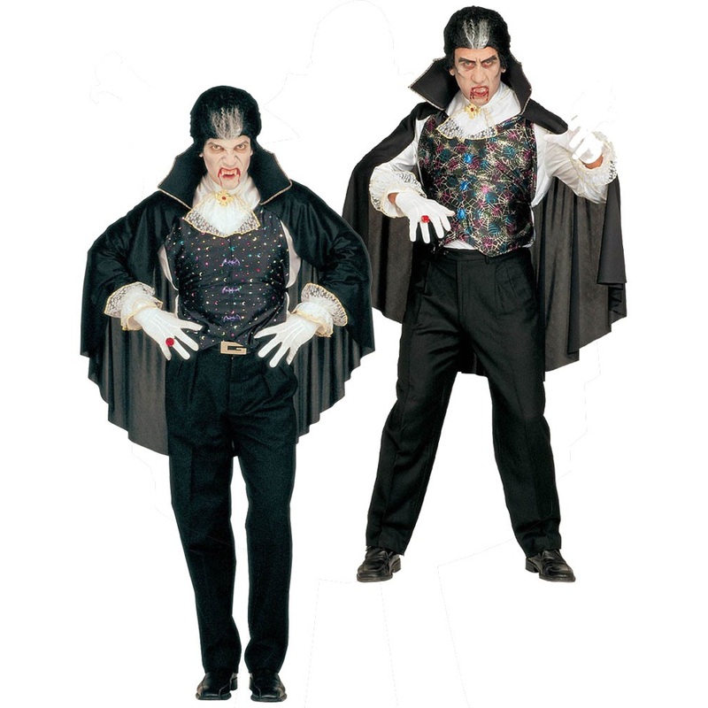 Halloween vest with cape vampire count Dracula black M-L