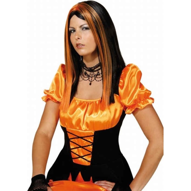 Orange black ladies wig