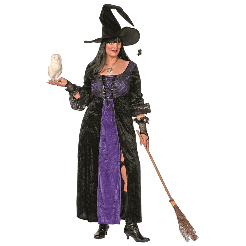 Plus Size Witch Costume Black-Purple 48