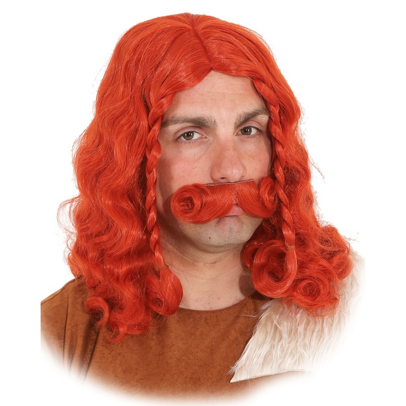 Red Mariano Gauls wig with beard