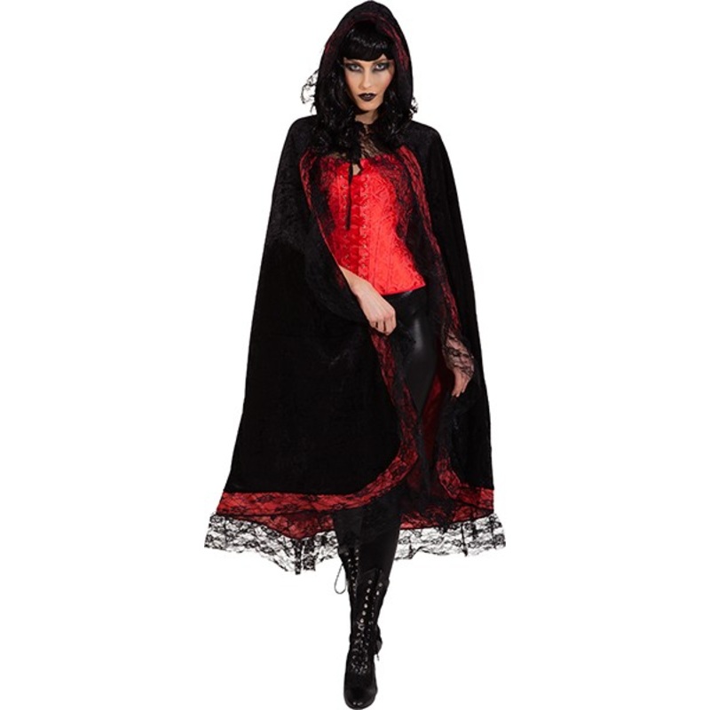 Vampire cape with lace trim for women