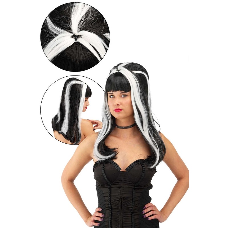 Wig with spider black and white