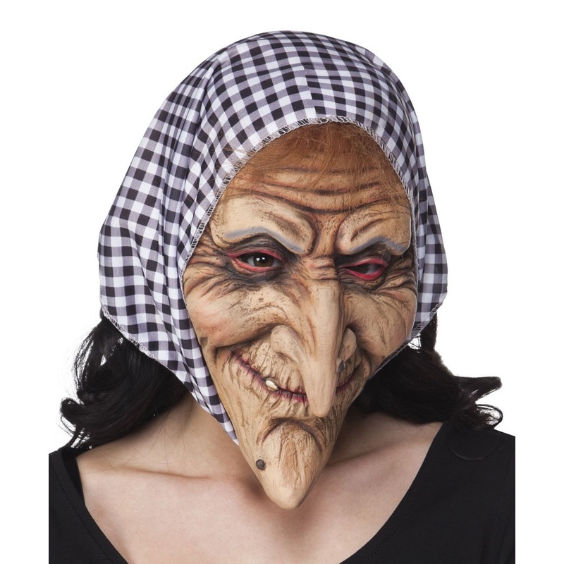 Wrinkled witch latex mask