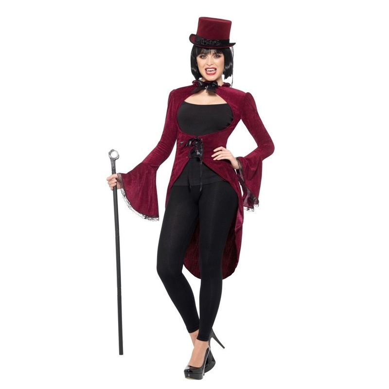 Blood red tailcoat jacket for women S-M