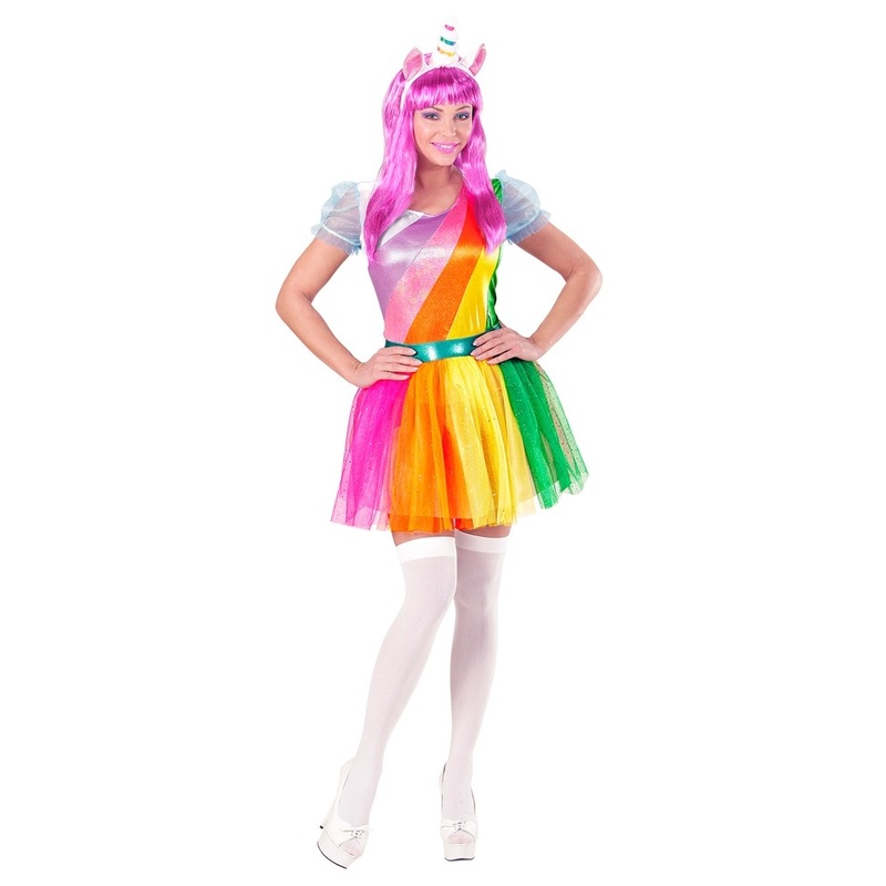 Colorful rainbow unicorn ladies costume XS
