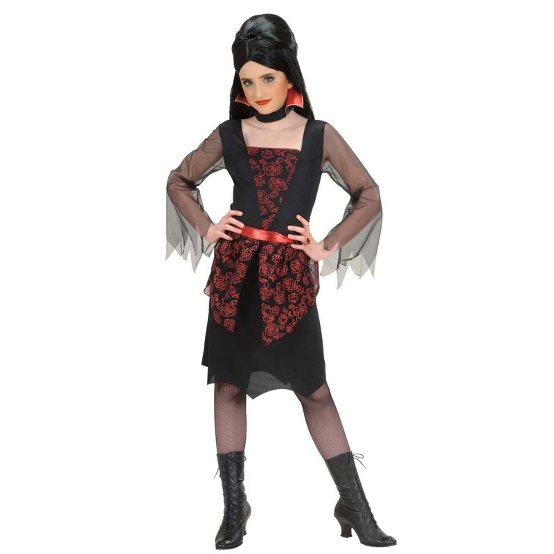 Halloween costume vampire lady teen black red 128