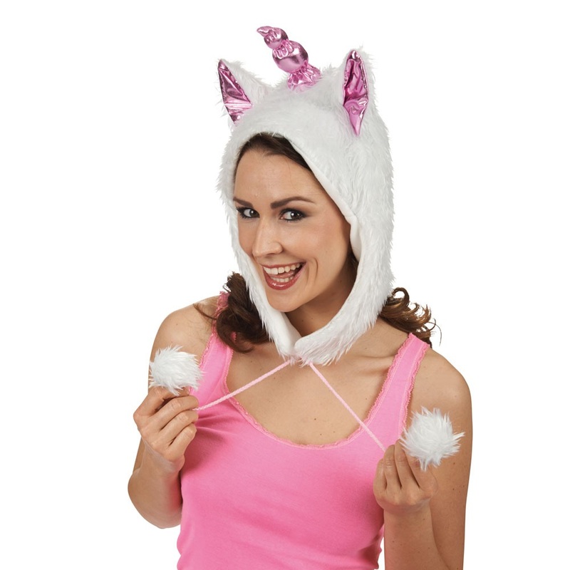 Plush unicorn hat white