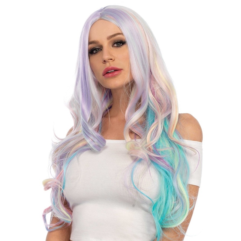 Rainbow wig pastel for women