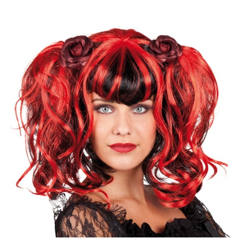 Stylish red women's wig Tabea with braids