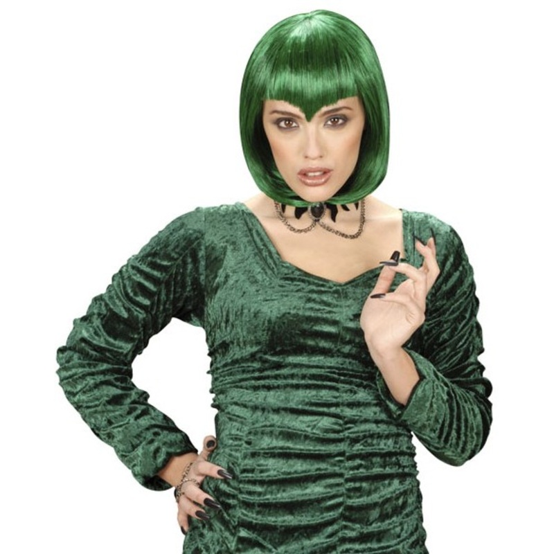 Wig Gothic Green Ladies Goth Punk Bangs Bob