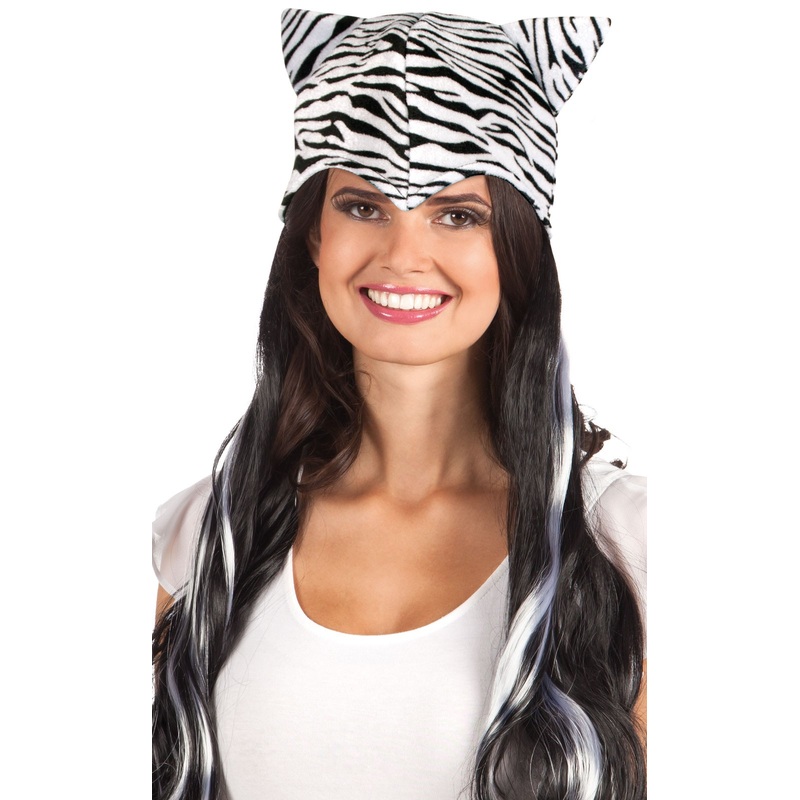 Zebra look ladies long hair wig