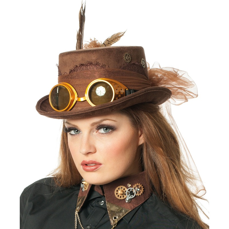 Brown Konstantina steampunk top hat