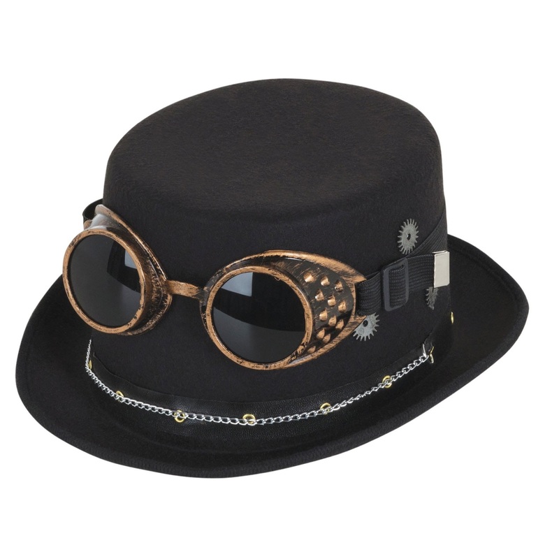 Futuristic steampunk top hat with glasses