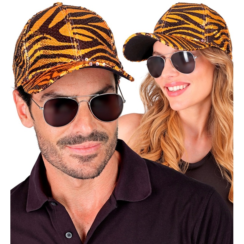 Sequin baseball cap tiger pattern