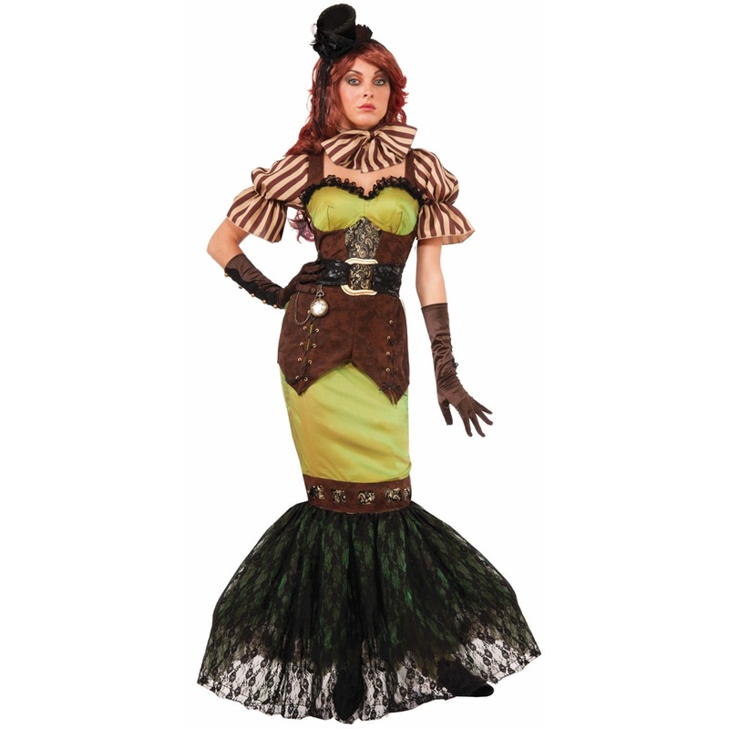 Steam punk brown-green women's dress XS-S
