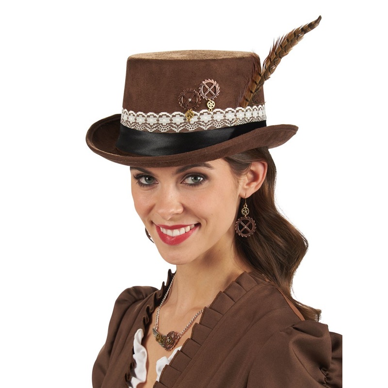 Steampunk ladies cylinder brown