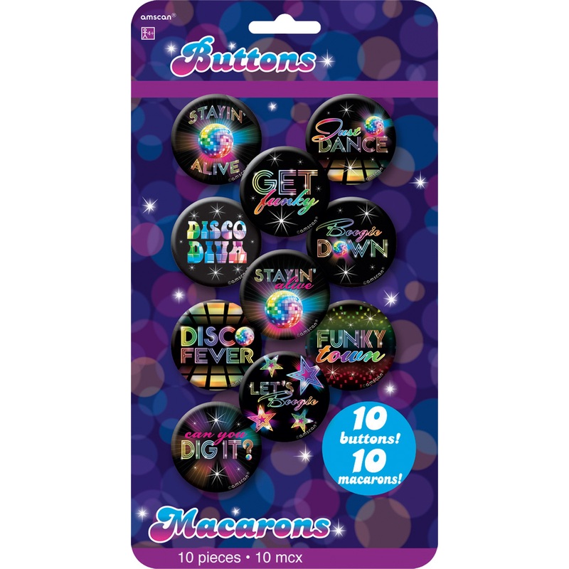 70s Disco Fever Button Get Funky 10 pieces