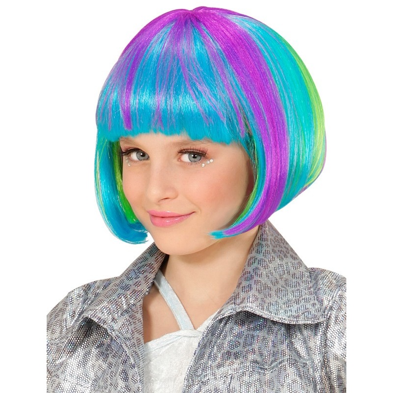 Colorful pop star child wig