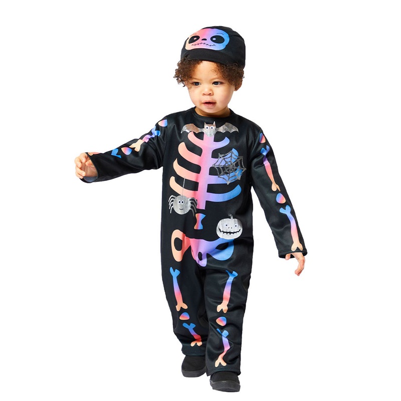 Colorful skeleton kids costume