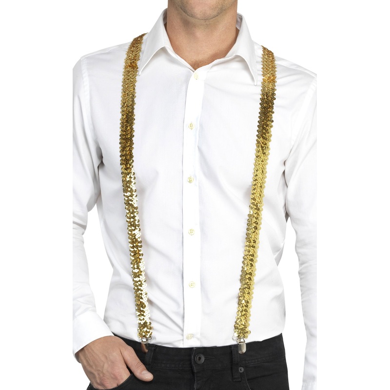 Golden disco sequin suspenders