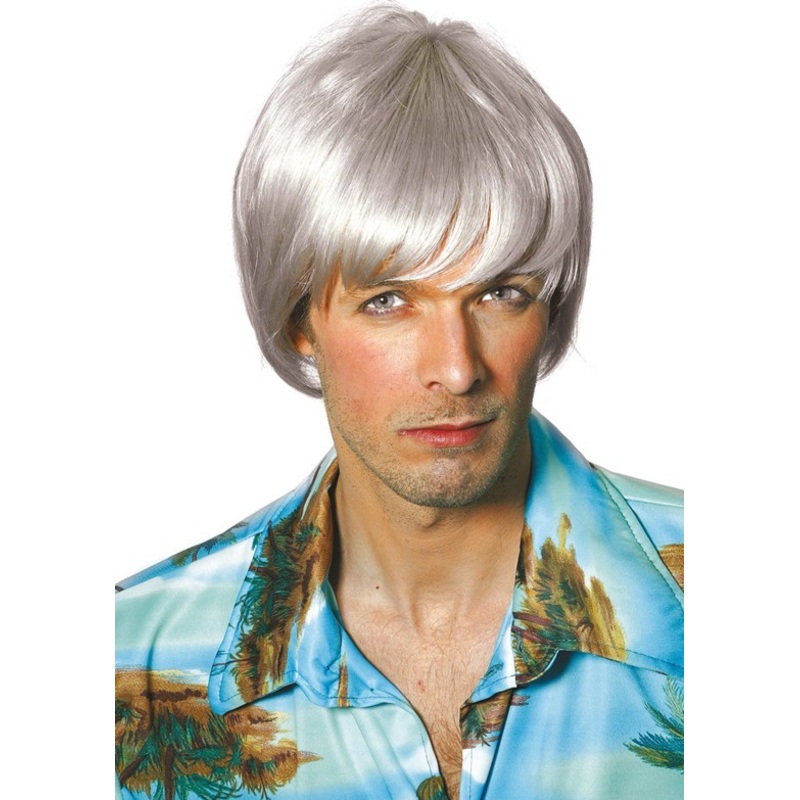 Gray 70s retro men's wig
