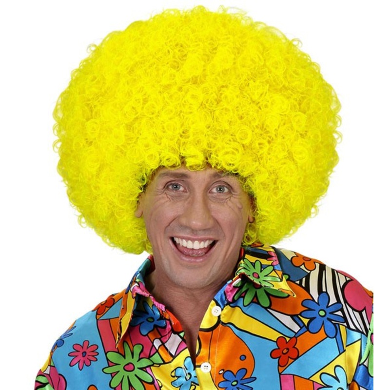 Neon yellow hippie afro wig