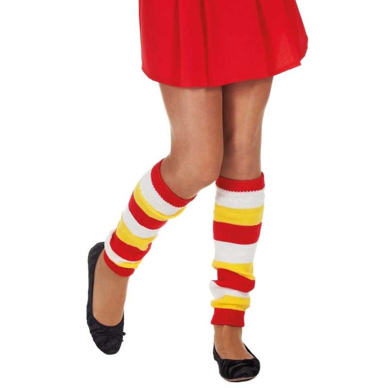 red-white-yellow leg warmers