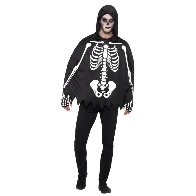 Skeleton Halloween Poncho Unisex