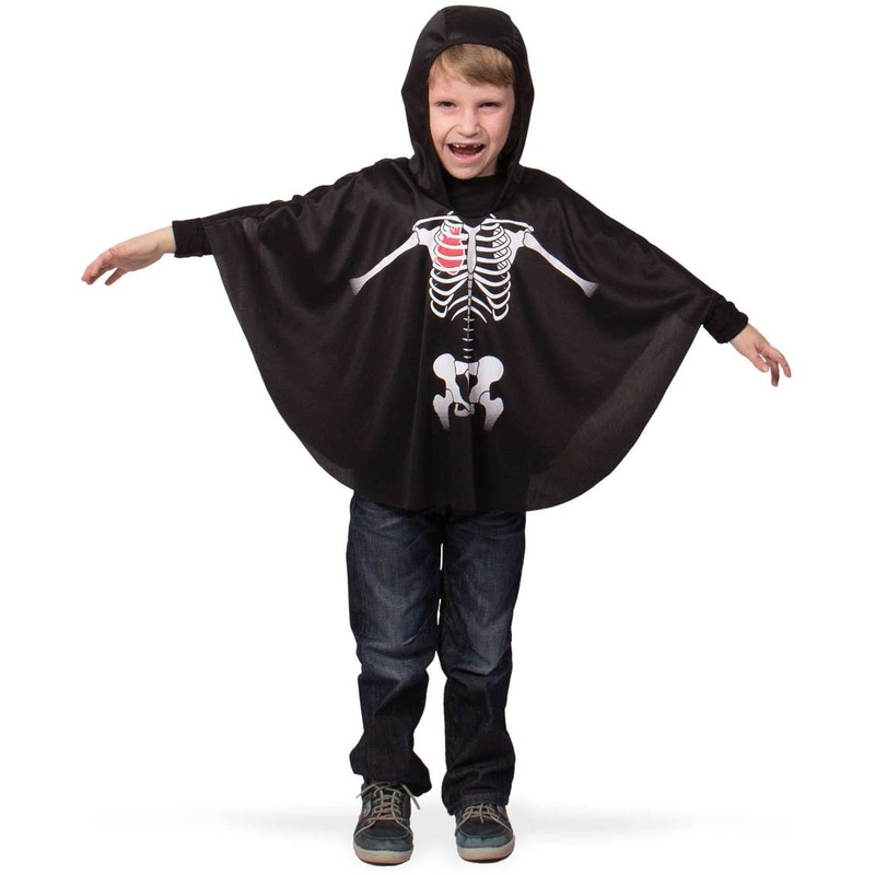 Skeleton poncho with hood for children