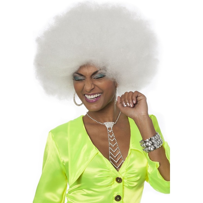 White Jane Disco Glamor Afro Wig