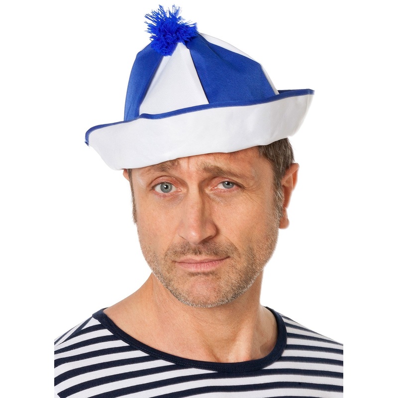 Blue pompom sailor cap