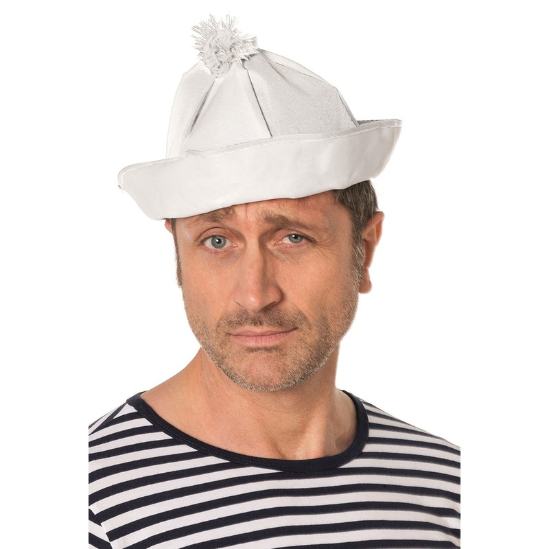 Cap white with pompom
