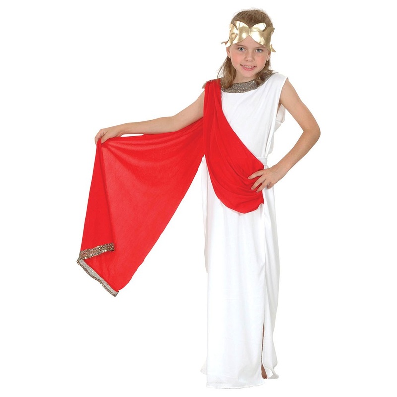 Greek goddess Rhea child costume with head wreath S