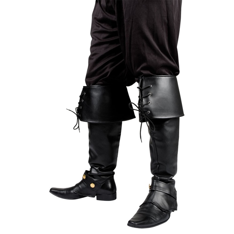 Imitation Leather Boot Tops Black