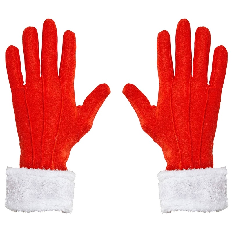 Miss Santa gloves with plush trim