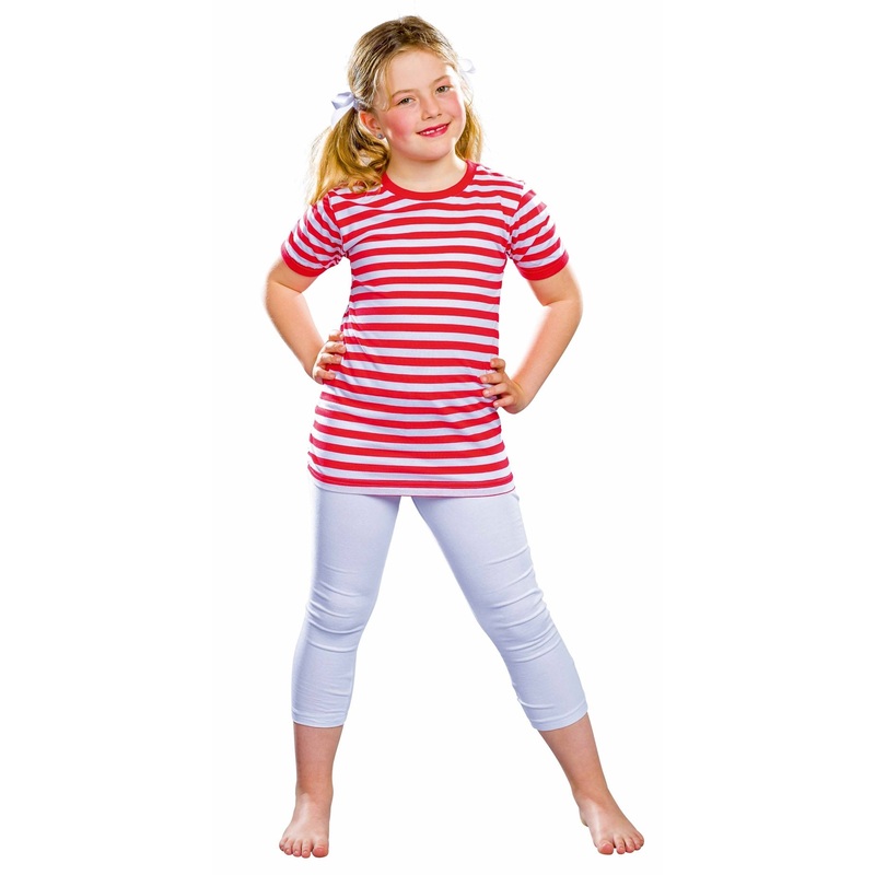 Red and white cotton t-shirt for children 128