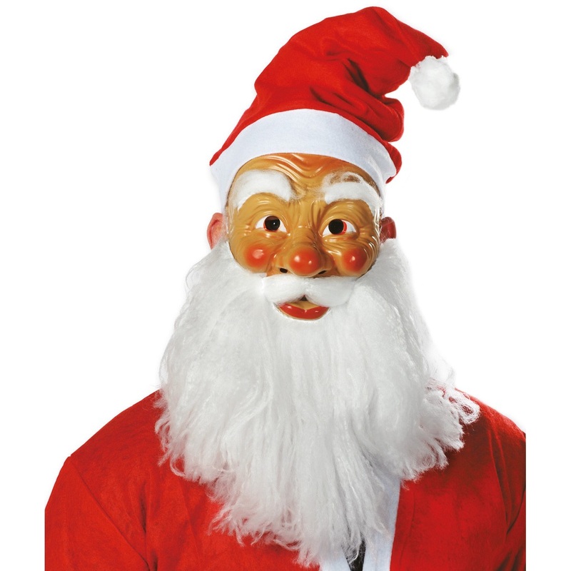 Santa Claus mask with hat, wig and beard