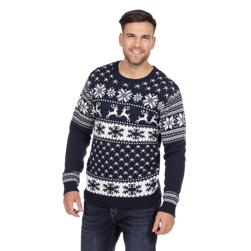 Blue reindeer sweater for men S