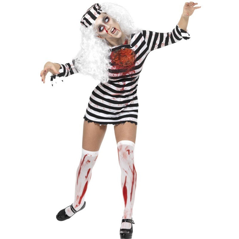 Captive zombie convict woman with wound costume 32-34