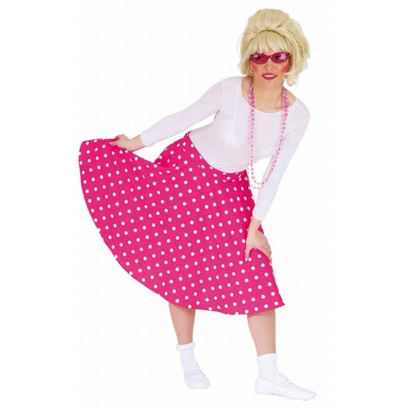 Dotted pink circle skirt for women 34