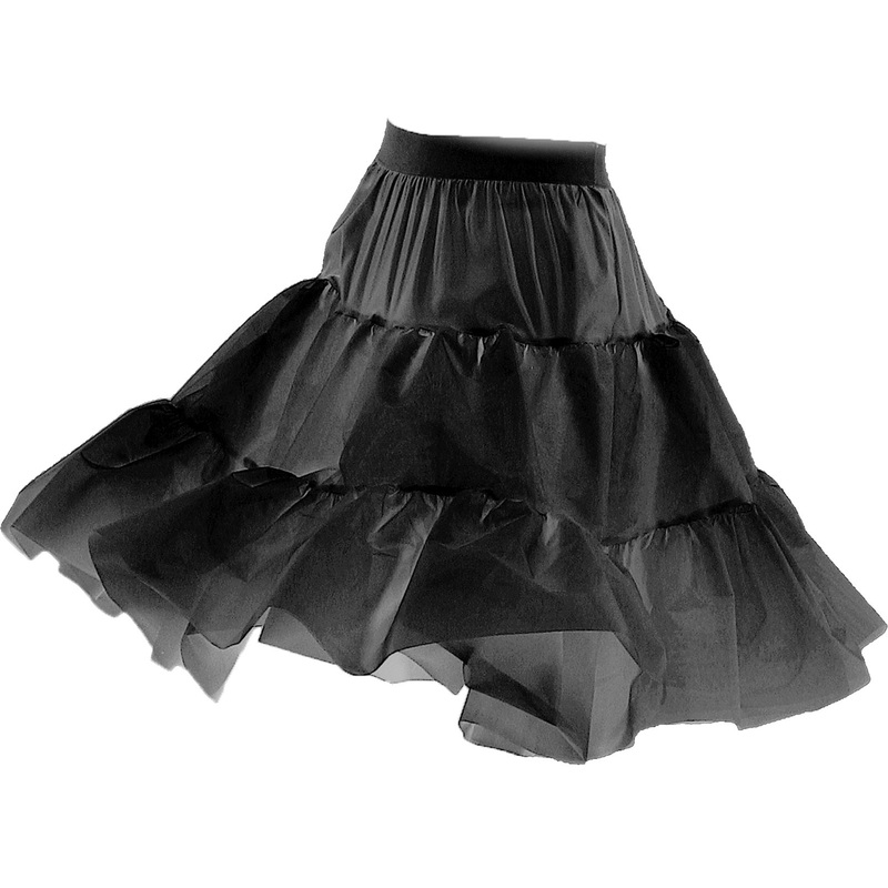 Knee-length petticoat black 2-ply 36-38