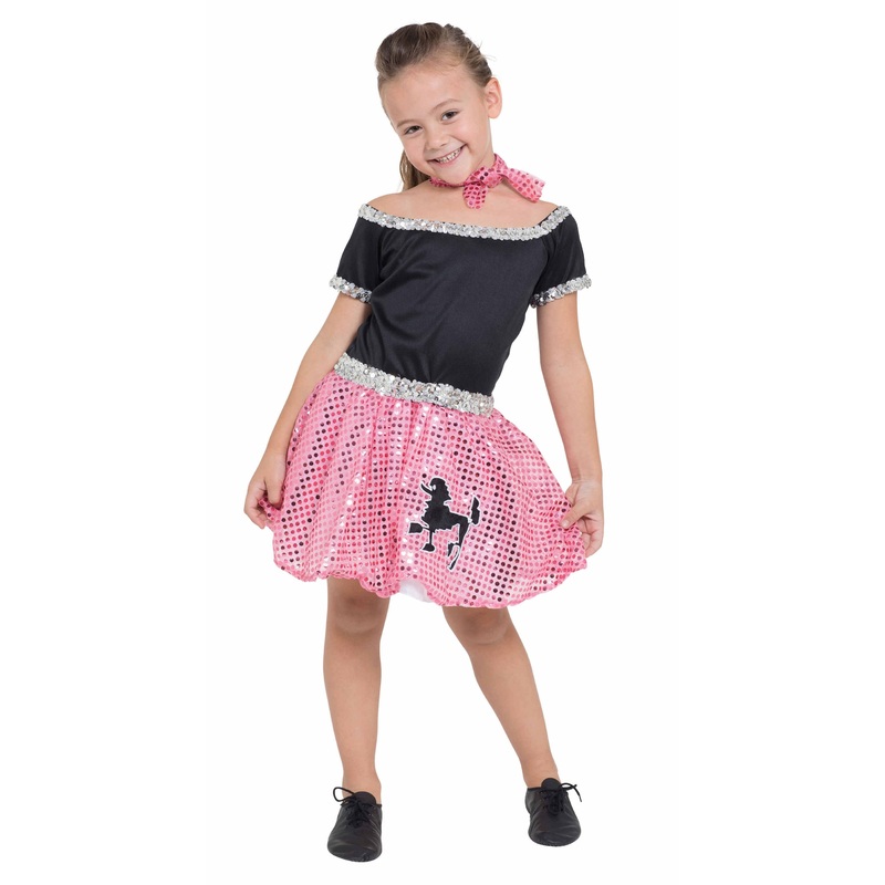 Poodle girl sequin kids dress pink 116
