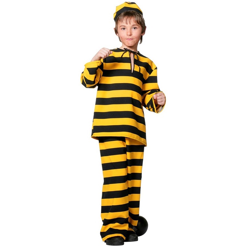 Yellow and black prisoner inmate costume 116